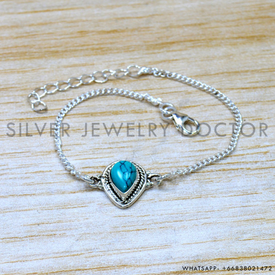 Turquoise 925 Sterling Silver Bracelet (SJWBR-599)