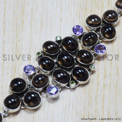 Smoky Quartz 925 Sterling Silver Bracelet (SJWBR-60) Smoky Quartz 925 Sterling Silver Bracelet (SJWBR-60)