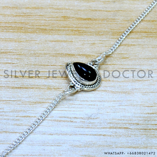 Black Onyx 925 Sterling Silver Bracelet (SJWBR-600) Black Onyx 925 Sterling Silver Bracelet (SJWBR-600)