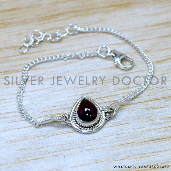 Garnet 925 Sterling Silver Bracelet (SJWBR-601) Garnet 925 Sterling Silver Bracelet (SJWBR-601)