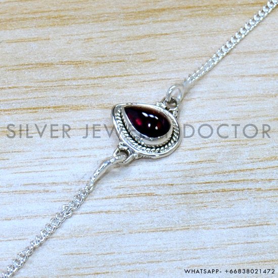 Garnet 925 Sterling Silver Bracelet (SJWBR-601) Garnet 925 Sterling Silver Bracelet (SJWBR-601)