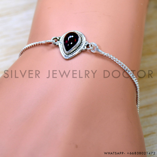 Garnet 925 Sterling Silver Bracelet (SJWBR-601) Garnet 925 Sterling Silver Bracelet (SJWBR-601)