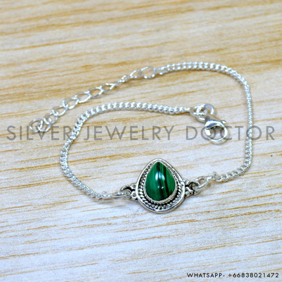 Malachite 925 Sterling Silver Bracelet (SJWBR-603) Malachite 925 Sterling Silver Bracelet (SJWBR-603)