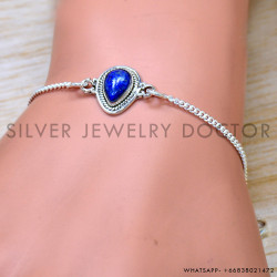 Lapis Lazuli 925 Sterling Silver Bracelet (SJWBR-604)