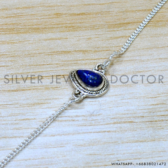 Lapis Lazuli 925 Sterling Silver Bracelet (SJWBR-604) Lapis Lazuli 925 Sterling Silver Bracelet (SJWBR-604)