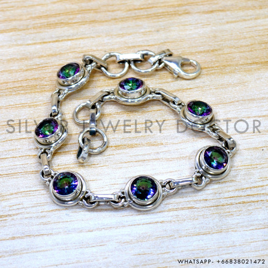 Mystic Topaz 925 Sterling Silver Bracelet (SJWBR-605) Mystic Topaz 925 Sterling Silver Bracelet (SJWBR-605)