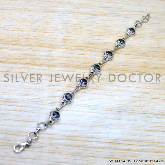 Mystic Topaz 925 Sterling Silver Bracelet (SJWBR-605) Mystic Topaz 925 Sterling Silver Bracelet (SJWBR-605)