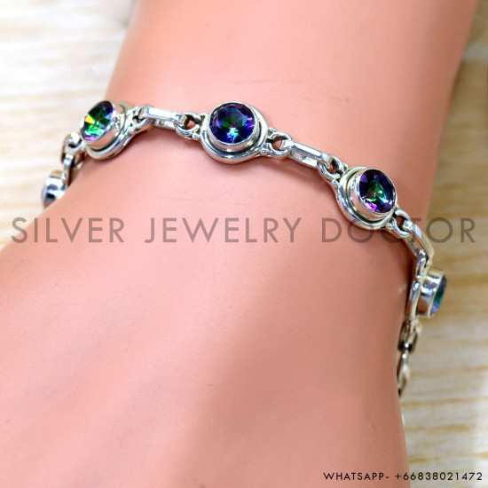Mystic Topaz 925 Sterling Silver Bracelet (SJWBR-605) Mystic Topaz 925 Sterling Silver Bracelet (SJWBR-605)