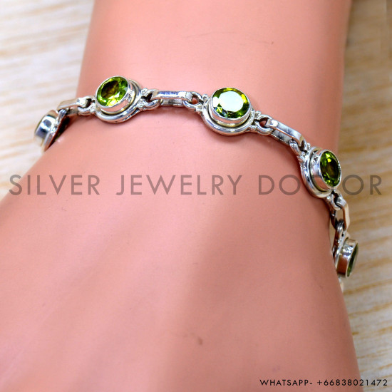 Peridot 925 Sterling Silver Bracelet (SJWBR-606) Peridot 925 Sterling Silver Bracelet (SJWBR-606)