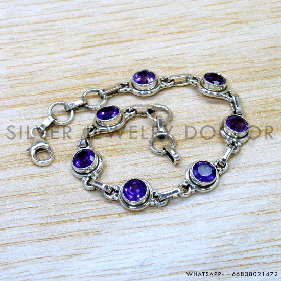 Amethyst 925 Sterling Silver Bracelet (SJWBR-610) Amethyst 925 Sterling Silver Bracelet (SJWBR-610)