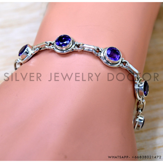 Amethyst 925 Sterling Silver Bracelet (SJWBR-610) Amethyst 925 Sterling Silver Bracelet (SJWBR-610)