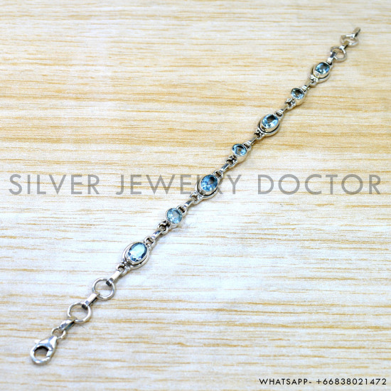 Blue Topaz 925 Sterling Silver Bracelet (SJWBR-611) Blue Topaz 925 Sterling Silver Bracelet (SJWBR-611)