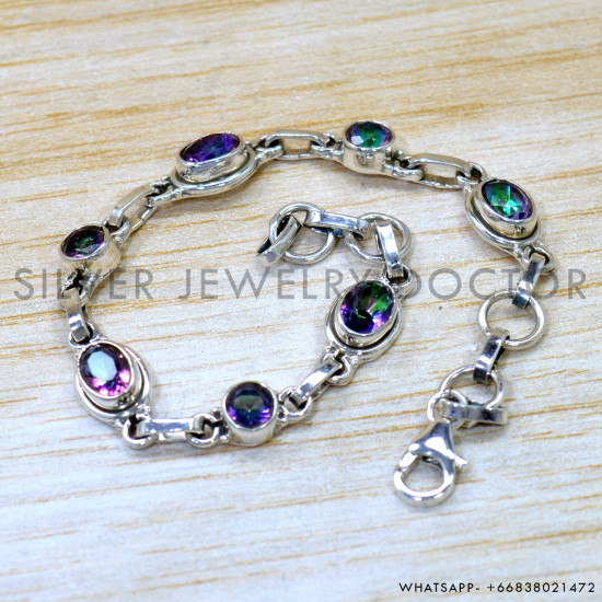 Mystic Topaz 925 Sterling Silver Bracelet (SJWBR-612) Mystic Topaz 925 Sterling Silver Bracelet (SJWBR-612)