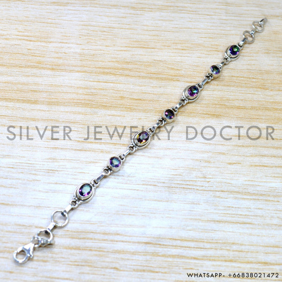 Mystic Topaz 925 Sterling Silver Bracelet (SJWBR-612) Mystic Topaz 925 Sterling Silver Bracelet (SJWBR-612)