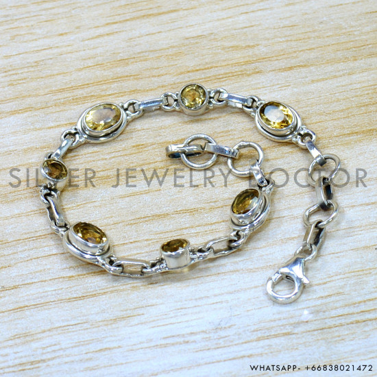 Citrine 925 Sterling Silver Bracelet (SJWBR-614) Citrine 925 Sterling Silver Bracelet (SJWBR-614)