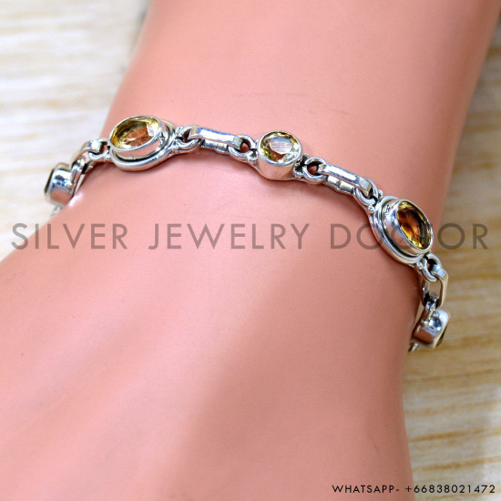 Citrine 925 Sterling Silver Bracelet (SJWBR-614) Citrine 925 Sterling Silver Bracelet (SJWBR-614)