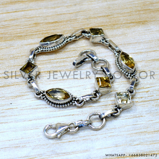 Citrine 925 Sterling Silver Bracelet (SJWBR-616) Citrine 925 Sterling Silver Bracelet (SJWBR-616)