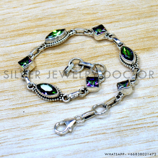 Mystic Topaz 925 Sterling Silver Bracelet (SJWBR-617) Mystic Topaz 925 Sterling Silver Bracelet (SJWBR-617)
