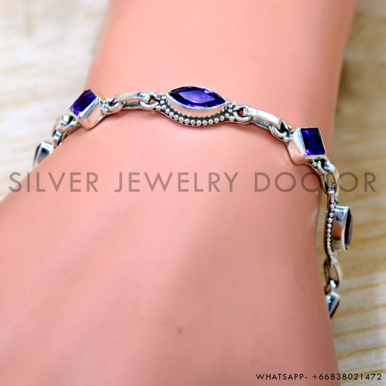 Amethyst 925 Sterling Silver Bracelet (SJWBR-618) Amethyst 925 Sterling Silver Bracelet (SJWBR-618)