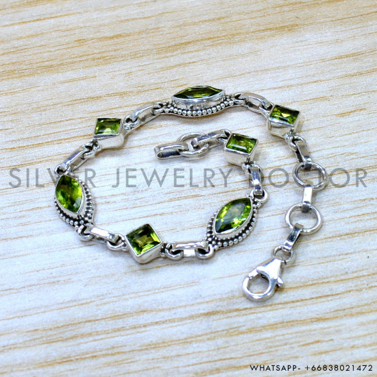 Peridot 925 Sterling Silver Bracelet (SJWBR-619) Peridot 925 Sterling Silver Bracelet (SJWBR-619)