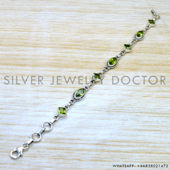 Peridot 925 Sterling Silver Bracelet (SJWBR-619) Peridot 925 Sterling Silver Bracelet (SJWBR-619)