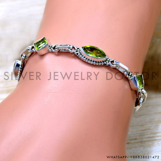 Peridot 925 Sterling Silver Bracelet (SJWBR-619) Peridot 925 Sterling Silver Bracelet (SJWBR-619)
