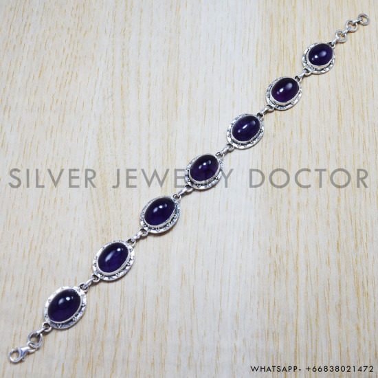 Amethyst 925 Sterling Silver Bracelet (SJWBR-62) Amethyst 925 Sterling Silver Bracelet (SJWBR-62)