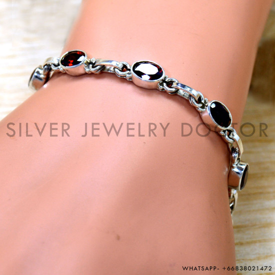 Garnet 925 Sterling Silver Bracelet (SJWBR-622) Garnet 925 Sterling Silver Bracelet (SJWBR-622)