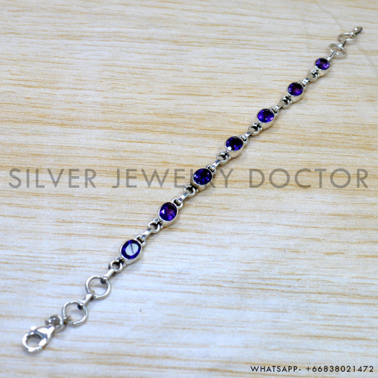 Amethyst 925 Sterling Silver Bracelet (SJWBR-623) Amethyst 925 Sterling Silver Bracelet (SJWBR-623)