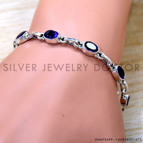 Amethyst 925 Sterling Silver Bracelet (SJWBR-623) Amethyst 925 Sterling Silver Bracelet (SJWBR-623)