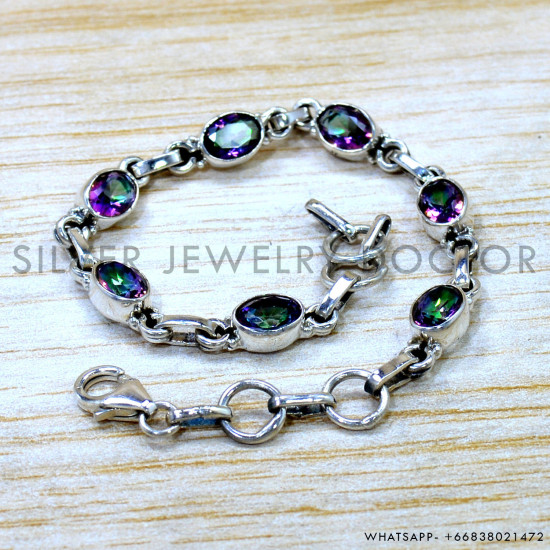 Mystic Topaz 925 Sterling Silver Bracelet (SJWBR-625) Mystic Topaz 925 Sterling Silver Bracelet (SJWBR-625)