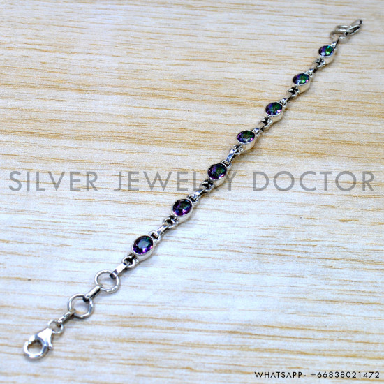 Mystic Topaz 925 Sterling Silver Bracelet (SJWBR-625) Mystic Topaz 925 Sterling Silver Bracelet (SJWBR-625)