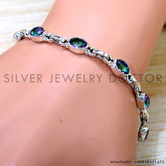Mystic Topaz 925 Sterling Silver Bracelet (SJWBR-625) Mystic Topaz 925 Sterling Silver Bracelet (SJWBR-625)