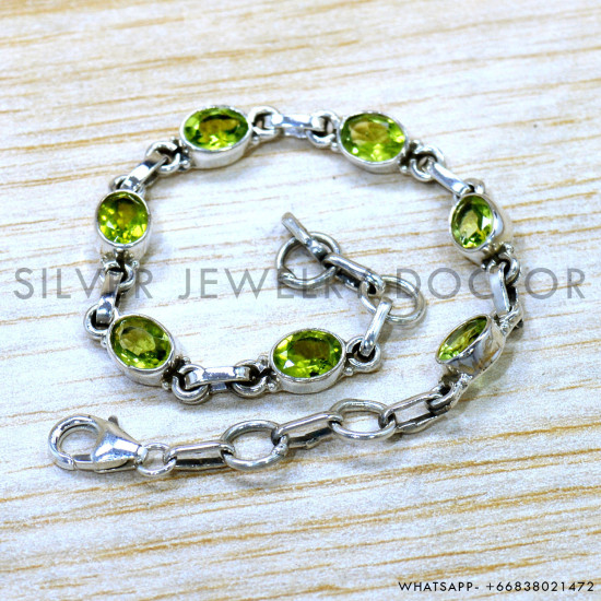 Peridot 925 Sterling Silver Bracelet (SJWBR-626) Peridot 925 Sterling Silver Bracelet (SJWBR-626)