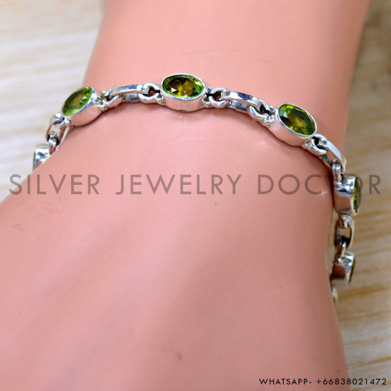 Peridot 925 Sterling Silver Bracelet (SJWBR-626) Peridot 925 Sterling Silver Bracelet (SJWBR-626)