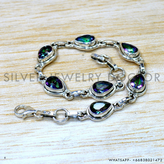Mystic Topaz 925 Sterling Silver Bracelet (SJWBR-628) Mystic Topaz 925 Sterling Silver Bracelet (SJWBR-628)
