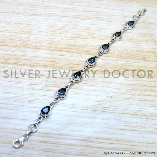 Mystic Topaz 925 Sterling Silver Bracelet (SJWBR-628) Mystic Topaz 925 Sterling Silver Bracelet (SJWBR-628)