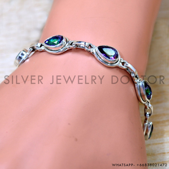 Mystic Topaz 925 Sterling Silver Bracelet (SJWBR-628) Mystic Topaz 925 Sterling Silver Bracelet (SJWBR-628)
