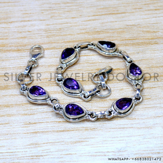 Amethyst 925 Sterling Silver Bracelet (SJWBR-629) Amethyst 925 Sterling Silver Bracelet (SJWBR-629)