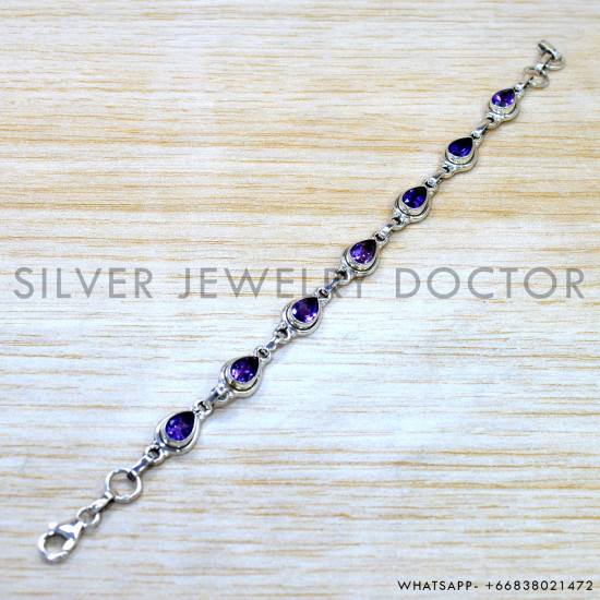 Amethyst 925 Sterling Silver Bracelet (SJWBR-629) Amethyst 925 Sterling Silver Bracelet (SJWBR-629)