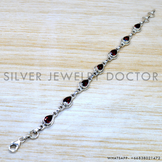 Garnet 925 Sterling Silver Bracelet (SJWBR-630) Garnet 925 Sterling Silver Bracelet (SJWBR-630)