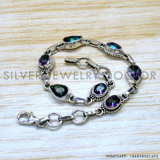 Mystic Topaz 925 Sterling Silver Bracelet (SJWBR-635) Mystic Topaz 925 Sterling Silver Bracelet (SJWBR-635)