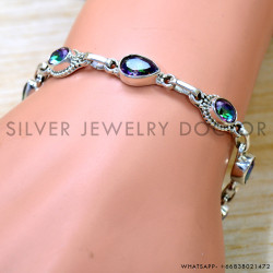 Mystic Topaz 925 Sterling Silver Bracelet (SJWBR-635)