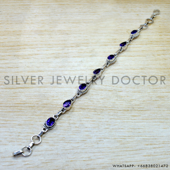 Amethyst 925 Sterling Silver Bracelet (SJWBR-636) Amethyst 925 Sterling Silver Bracelet (SJWBR-636)