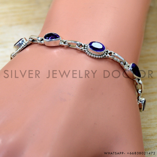Amethyst 925 Sterling Silver Bracelet (SJWBR-636) Amethyst 925 Sterling Silver Bracelet (SJWBR-636)