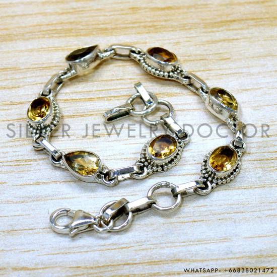 Citrine 925 Sterling Silver Bracelet (SJWBR-637) Citrine 925 Sterling Silver Bracelet (SJWBR-637)