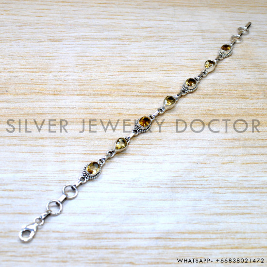 Citrine 925 Sterling Silver Bracelet (SJWBR-637) Citrine 925 Sterling Silver Bracelet (SJWBR-637)