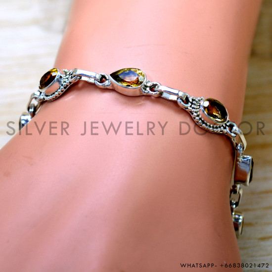 Citrine 925 Sterling Silver Bracelet (SJWBR-637) Citrine 925 Sterling Silver Bracelet (SJWBR-637)