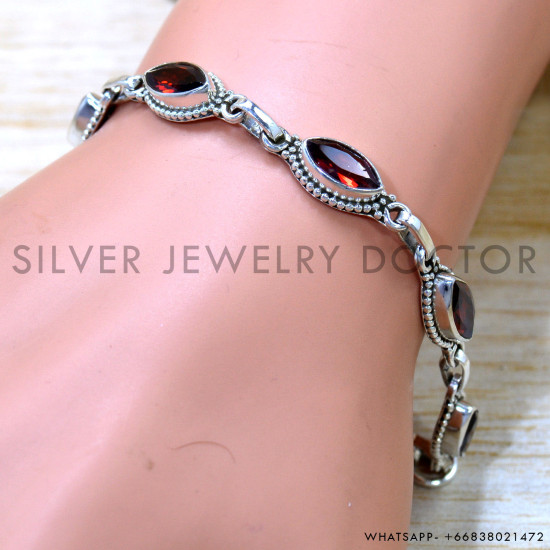 Garnet 925 Sterling Silver Bracelet (SJWBR-638) Garnet 925 Sterling Silver Bracelet (SJWBR-638)