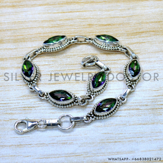 Mystic Topaz 925 Sterling Silver Bracelet (SJWBR-639) Mystic Topaz 925 Sterling Silver Bracelet (SJWBR-639)